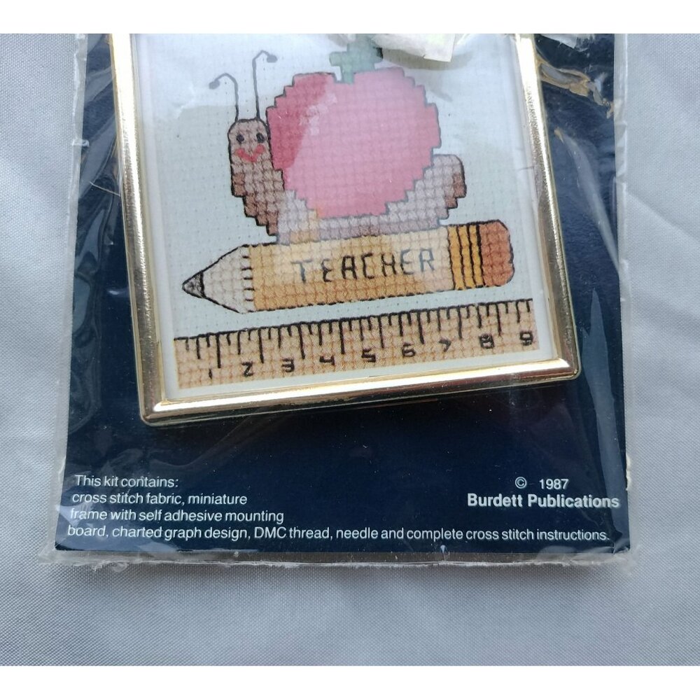Dale Burdett Cross Stitch Kit Set "Make Mine Country" & "For Teacher" 1987 Minis - Picture 3 of 9